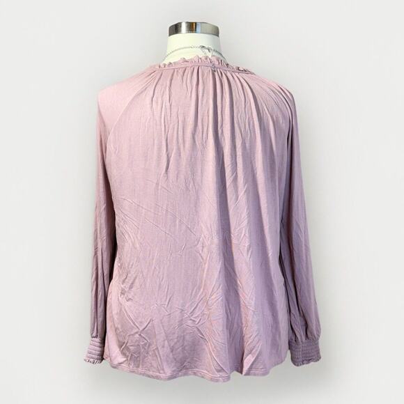 Cable & Gauge Tunic Woman’s Size 1X Crochet Front Keyhole Tie Neck Mauve Boho - Picture 3 of 8